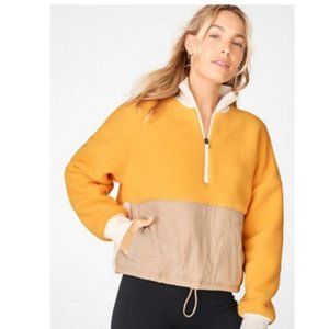 NWT Fabletics Fleece Zip-Up Orange and Brown